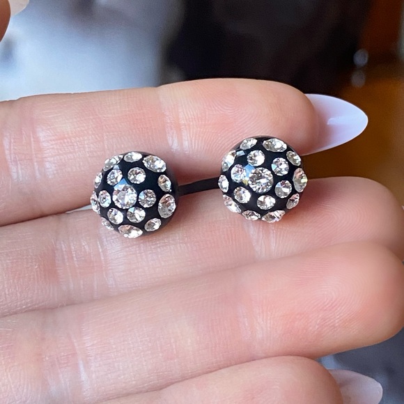 Swarovski Crystal Embellished Acrylic Stud Earrings for Women - Picture 11 of 11